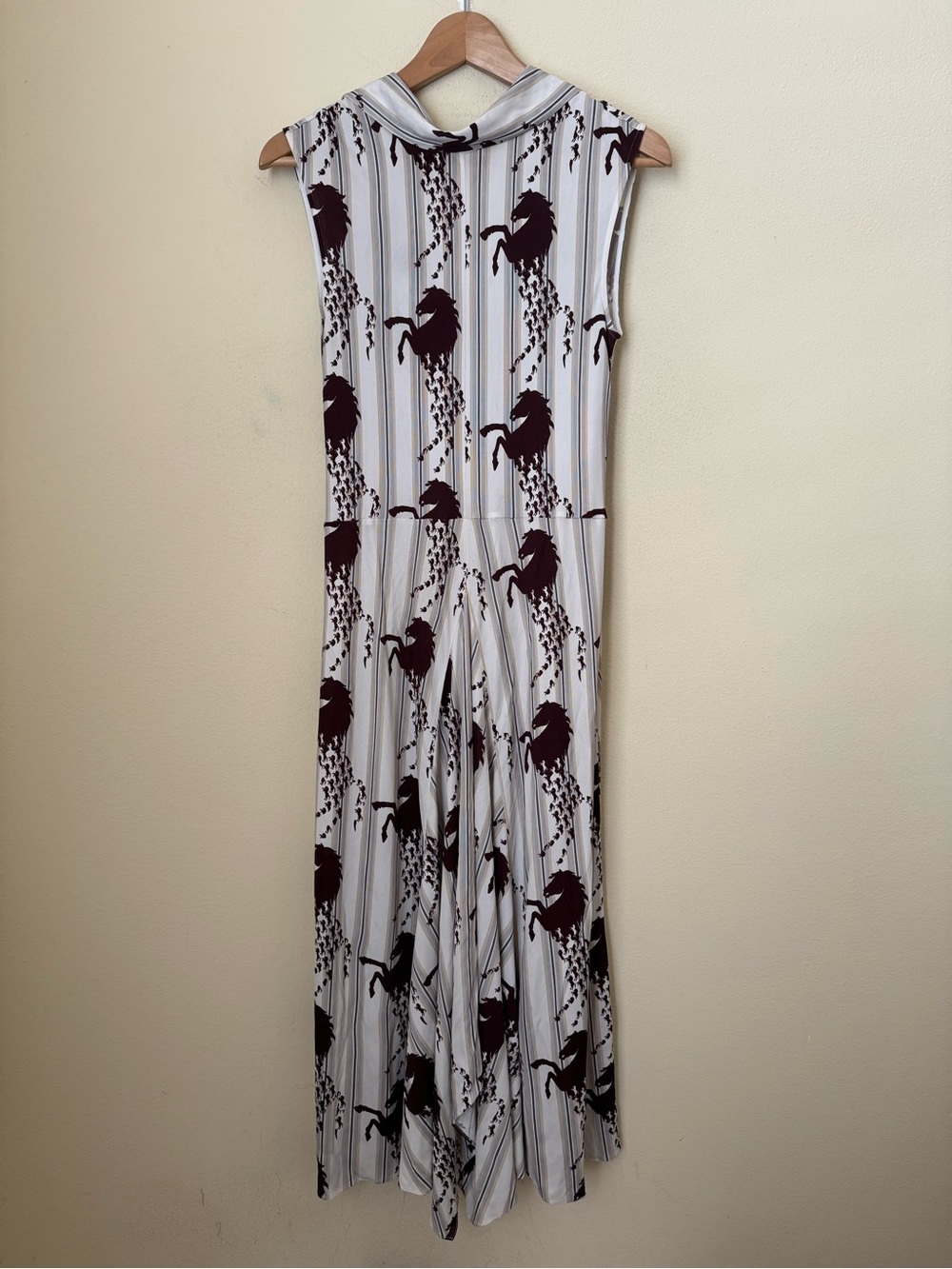 Chloe Scarf Detail Horse Print Dress White Brown 36